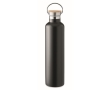 Double-walled insulated bottle with bamboo lid and handle, 1 L colour black