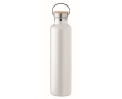 Double-walled insulated bottle with bamboo lid and handle, 1 L colour white