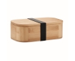 Large bamboo lunch box with practical divider and ribbon, 1 L colour wood