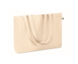 Recycled canvas bag with bottom gusset for shopping, 280 g/m2 colour beige