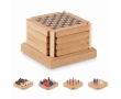Set of 4 cork coasters with mini board-games for promotions colour wood