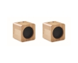 Set of 2 wireless speakers with bamboo housing, 4h playtime colour wood