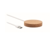 Wireless charging station made of round cork for promotions colour beige