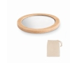 Bamboo makeup mirror, with drawstring bag colour wood
