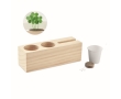 Wooden pen holder with phone holder and flower pot with seeds colour wood