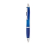 Recycled plastic ballpoint pen with blue ink for trade fairs colour blue