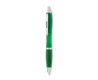 Recycled plastic ballpoint pen with blue ink for trade fairs colour green