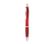Recycled plastic ballpoint pen with blue ink for trade fairs colour red