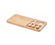 Bamboo chopping board for cheese with knife and fork colour wood