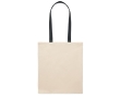 Natural-coloured cotton bag with coloured long handles, 140 g/m² colour black