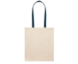 Natural-coloured cotton bag with coloured long handles, 140 g/m² colour blue