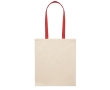 Natural-coloured cotton bag with coloured long handles, 140 g/m² colour red