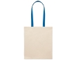 Natural-coloured cotton bag with coloured long handles, 140 g/m² colour royal blue