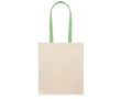 Natural-coloured cotton bag with coloured long handles, 140 g/m² colour lime