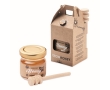 Jar with sweet wildflower honey in an attractive box colour wood