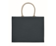 Colourful promotional jute bag with short handles colour blue