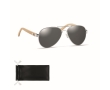 Sunglasses, bamboo arms and microfiber pouch, UV400 protection colour black
