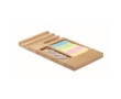 Bamboo placemat for phone, paper clips and coloured note paper colour wood