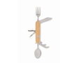Collapsible multi-function metal cutlery set for camping colour wood