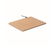 Cork mouse mat with wireless charger in beige colour beige
