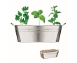 Metal flower pot with 3 different herb seeds colour matt silver