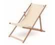 Comfortable wooden deck chair with canvas covering colour beige