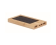 Bamboo power bank with solar panel, 4,000 mAH colour wood