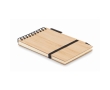 Bamboo notepad with recycled lined paper and matching pen, A6 colour black