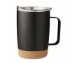 Thermo mug with double inner wall and cork base, 300 ml colour black