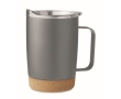 Thermo mug with double inner wall and cork base, 300 ml colour grey