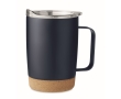 Thermo mug with double inner wall and cork base, 300 ml colour navy-blue