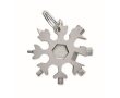 Snowflake-shaped, multifunctional tool made of stainless steel colour titanium