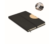 RPET notebook with phone holder and bamboo details, A5 colour black