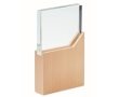 Glass trophy on a wooden base in an elegant gift box colour wood