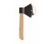 Pizza cutter with an axe design and bamboo handle colour black