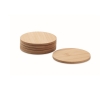 6 round bamboo coasters in a cotton bag colour wood