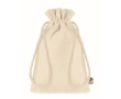Small organic cotton, drawstring gift bag, 105 g/m2 colour natural