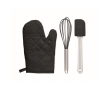 Baking set with glove, whisk and spatula colour black