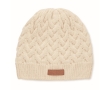 Knitted hat made of RPET in black or white colour beige