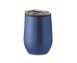 Double-walled steel drinking cup with transparent lid, 350 ml colour blue