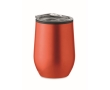 Double-walled steel drinking cup with transparent lid, 350 ml colour red