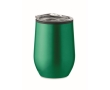 Double-walled steel drinking cup with transparent lid, 350 ml colour green