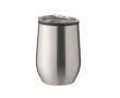 Double-walled steel drinking cup with transparent lid, 350 ml colour matt silver