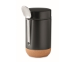 Food container, stainless steel with spoon & cork base, 400 ml colour black