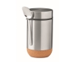 Food container, stainless steel with spoon & cork base, 400 ml colour matt silver