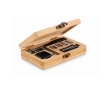 Set of 13 tools in a bamboo case colour wood