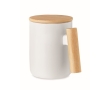 Mug with bamboo handle and lid for gifting, 380 ml colour white