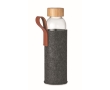 Glass drinking bottle, RPET polyester protective cover, 500 ml colour dark grey