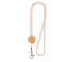 Cotton lanyard with bamboo pendant and safety lock colour beige