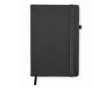 Notebook with recycled PU cover, lined pages, A5 colour black